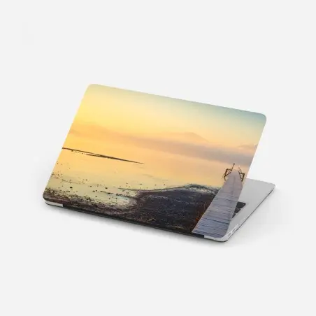 Pegatina para portátil muelle hacia el horizonte dorado – Pixers®