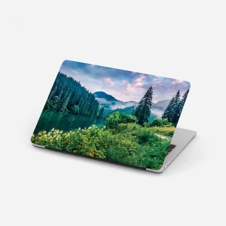 Pegatina para portátil amanecer brumoso en Lacu Roșu – Pixers®
