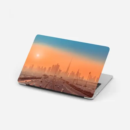 Pegatina para portátil horizonte de Dubái al atardecer – Pixers®