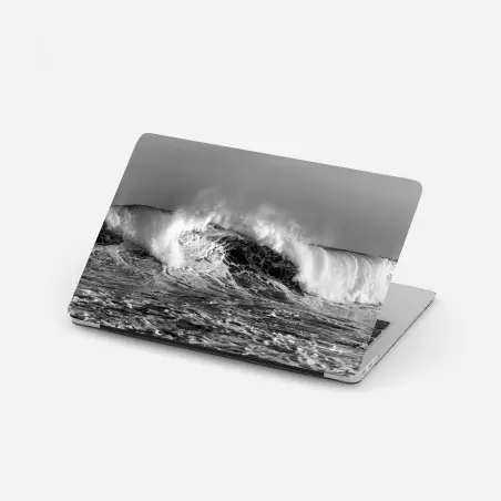 Pegatina para portátil olas rompiendo en blanco y negro – Pixers®