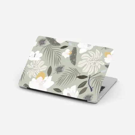 Pegatina para portátil patrón botánico de magnolias y hojas tropicales – Pixers®