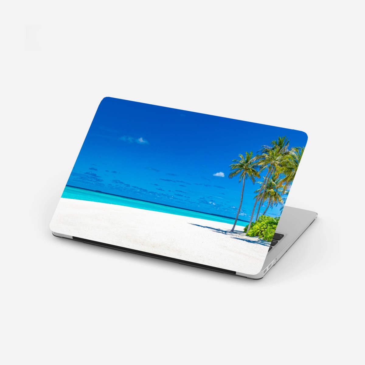 Pegatina para portátil escena de playa tropical de arena blanca – Pixers®
