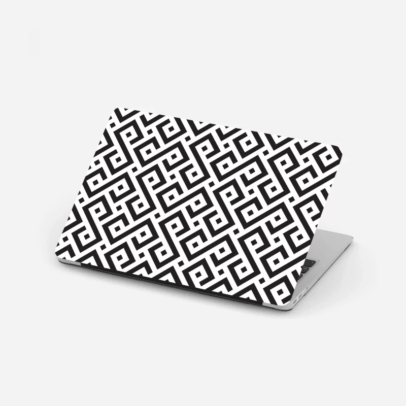 Pegatina para portátil patrón meandro geométrico en blanco y negro