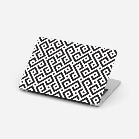 Pegatina para portátil patrón meandro geométrico en blanco y negro – Pixers®