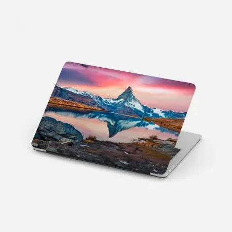 Pegatina para portátil amanecer sobre Stellisee y Matterhorn – Pixers®