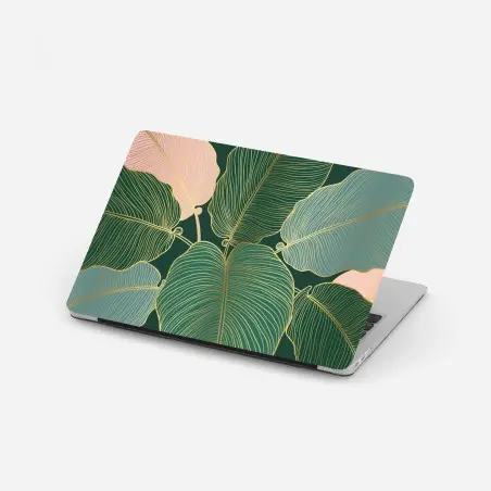 Pegatina para portátil hojas tropicales con líneas doradas – Pixers®