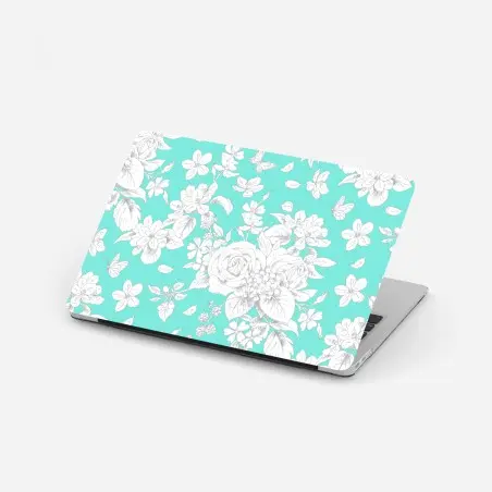 Pegatina para portátil estampado floral vintage en turquesa – Pixers®