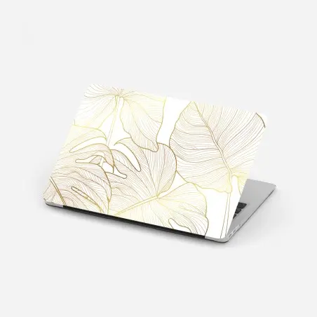 Pegatina para portátil diseño botánico de hojas doradas – Pixers®