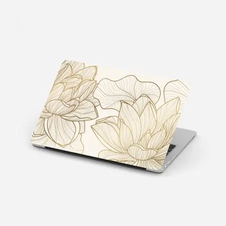 Pegatina para portátil ilustración floral dorada minimalista – Pixers®