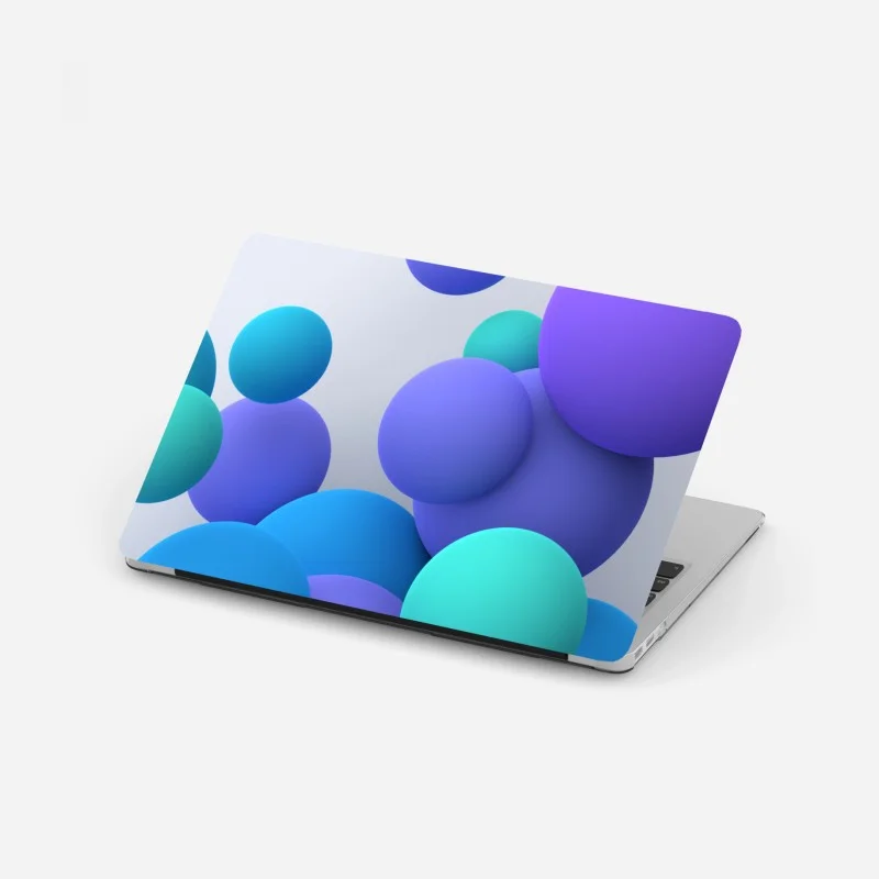 Pegatina para portátil esferas coloridas en 3d sobre fondo minimalista