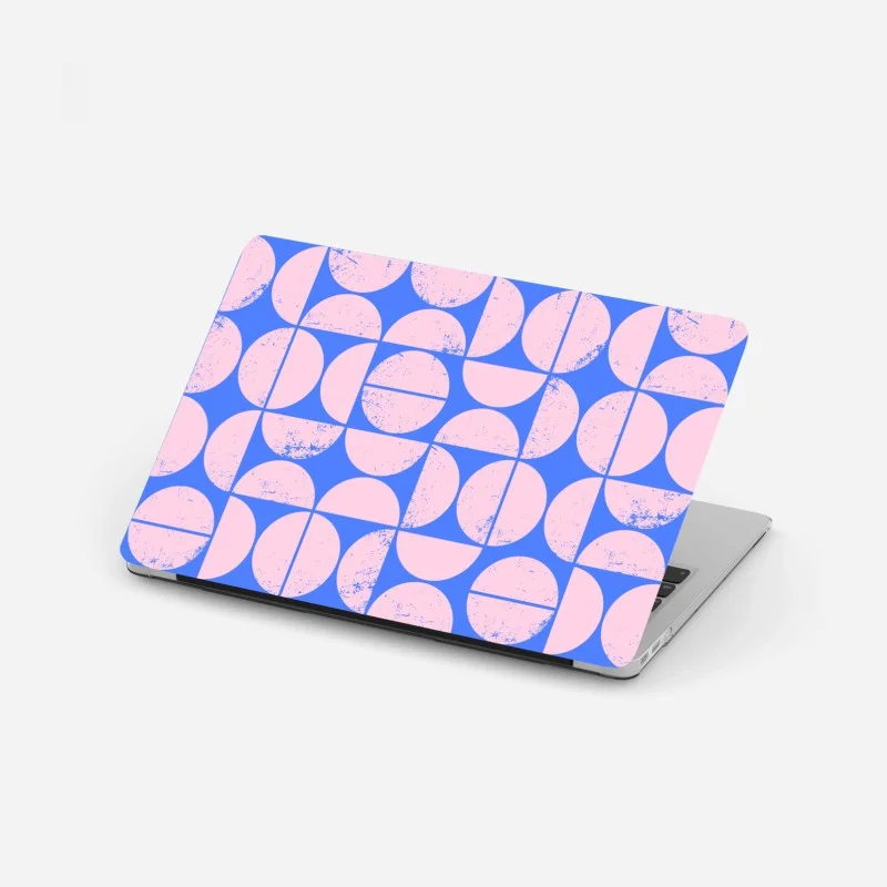 Pegatina para portátil patrón geométrico retro en rosa y azul