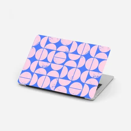Pegatina para portátil patrón geométrico retro en rosa y azul – Pixers®