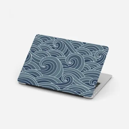 Pegatina para portátil patrón de olas marinas en tonos azules – Pixers®