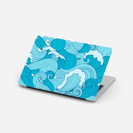 Pegatina para portátil olas en movimiento de tonos azules – Pixers®