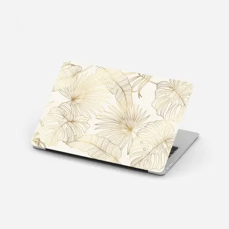 Pegatina para portátil diseño botánico dorado sobre fondo crema – Pixers®