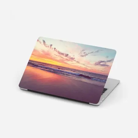 Pegatina para portátil atardecer en la orilla con tonos pastel – Pixers®