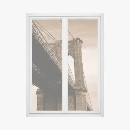 Pegatina para ventana vistas arquitectónicas del puente de Brooklyn en sepia – Pixers®
