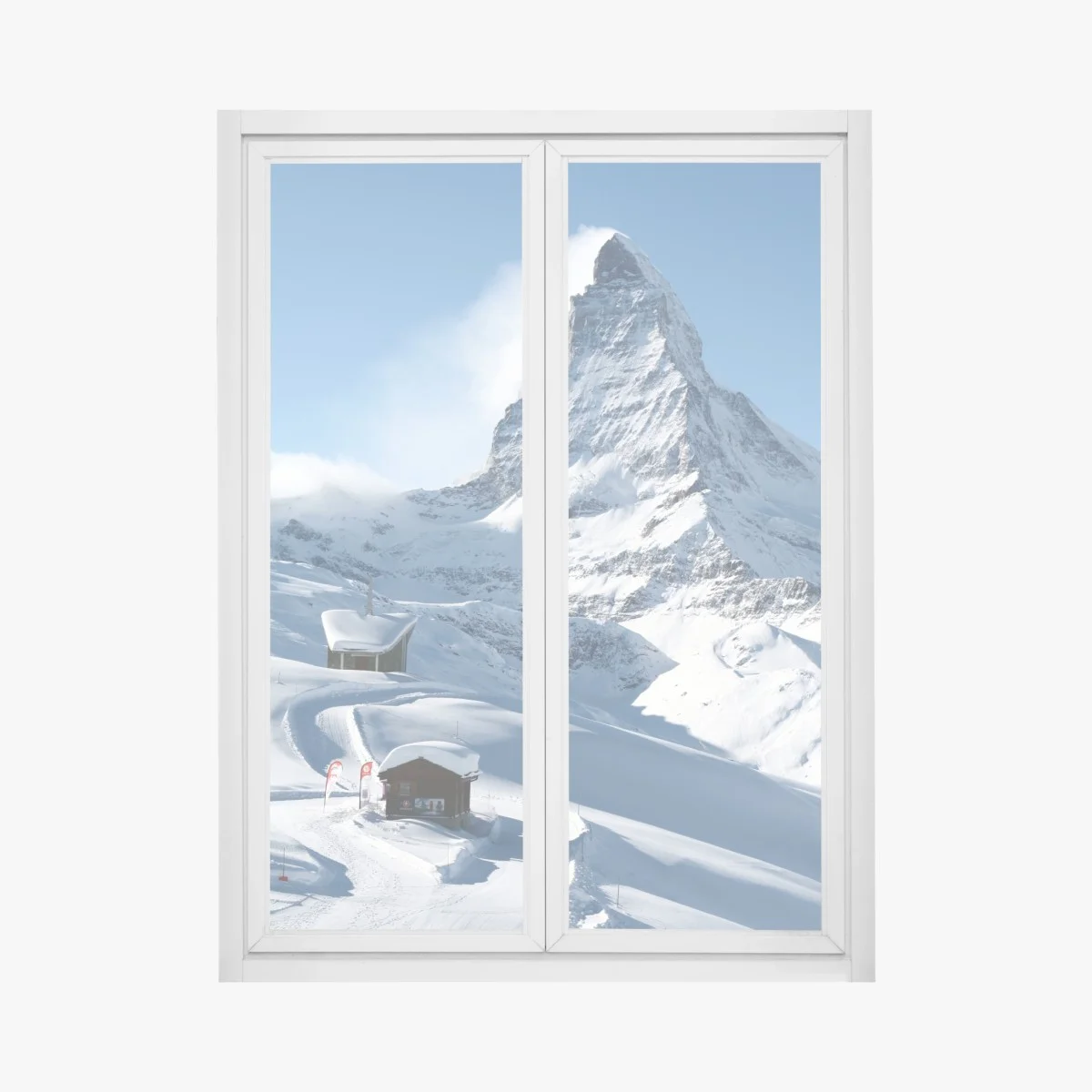 Pegatina para ventana paisaje alpino nevado con pico majestuoso – Pixers® Pegatina para ventana paisaje alpino nevado con pico majestuoso – Pixers®