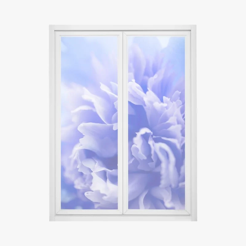 Pegatina para ventana flor azul abstracta en primer plano