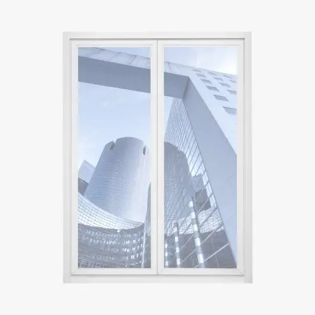 Pegatina para ventana perspectiva urbana de rascacielos y reflejos – Pixers®