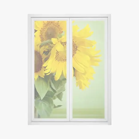 Pegatina para ventana girasoles luminosos sobre fondo verde – Pixers®