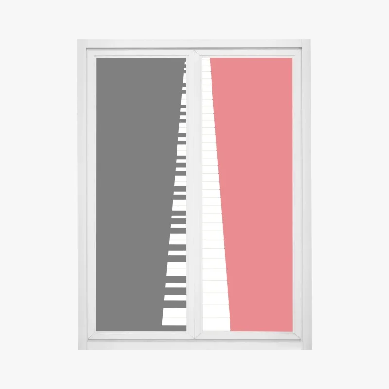 Pegatina para ventana teclado de piano en diagonal sobre fondo rojo y negro