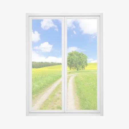 Pegatina para ventana camino rural entre campos amarillos – Pixers®