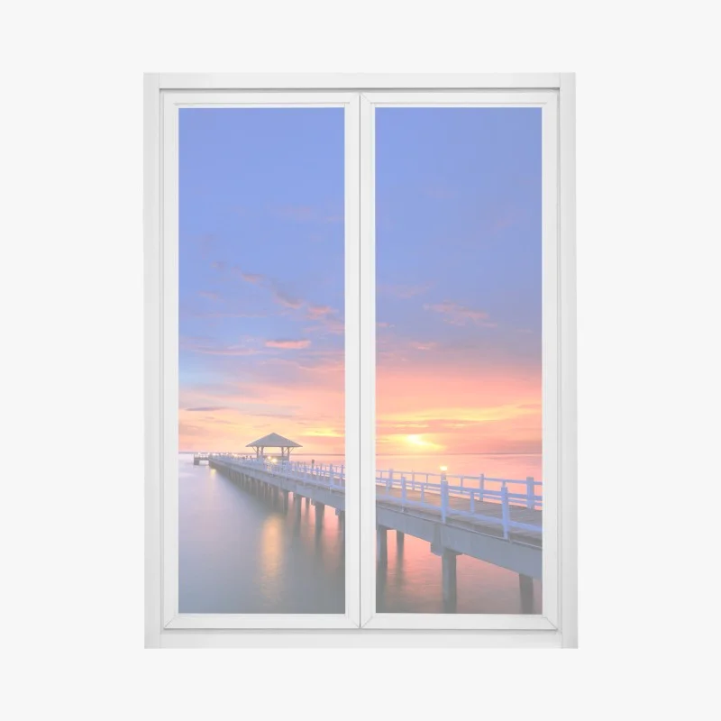 Pegatina para ventana amanecer en el muelle