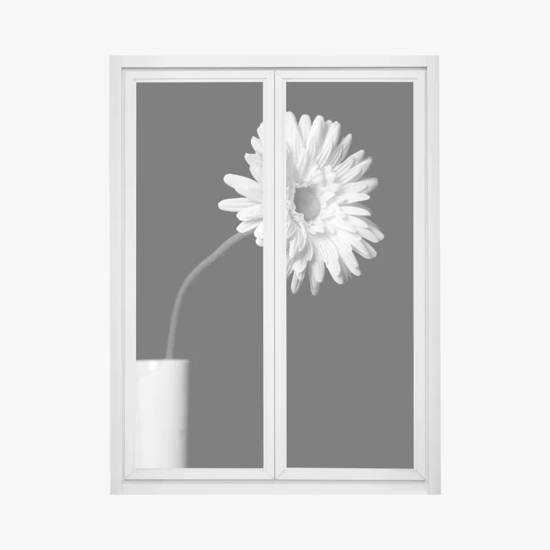 Pegatina para ventana margarita solitaria en alto contraste monocromo