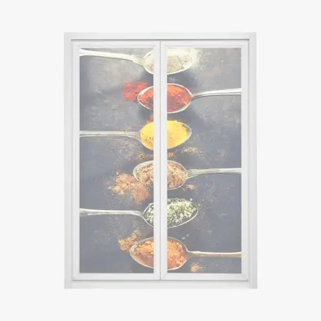 Pegatina para ventana especias en cucharas coloridas – Pixers®