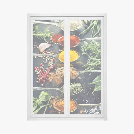 Pegatina para ventana especias y hierbas: explosión de color culinario – Pixers®