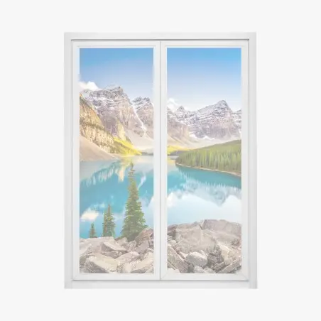 Pegatina para ventana puesta de sol en Lago Moraine, Montañas Rocosas de Canadá – Pixers®