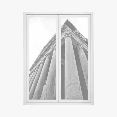 Pegatina para ventana fachada monumental del Panteón de Roma en blanco y negro – Pixers®