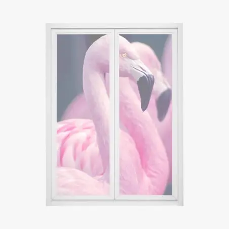 Pegatina para ventana elegancia rosada: retrato de flamenco – Pixers®