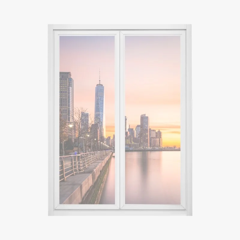 Pegatina para ventana atardecer sobre Lower Manhattan