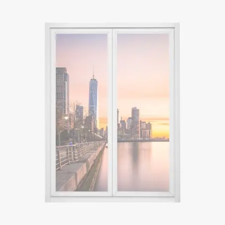 Pegatina para ventana atardecer sobre Lower Manhattan – Pixers®