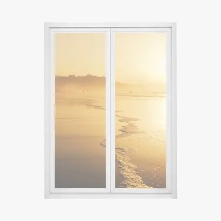 Pegatina para ventana puesta de sol dorada en Sopelana, País Vasco – Pixers®