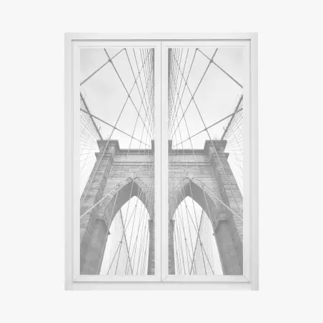 Pegatina para ventana perspectiva arquitectónica del puente de Brooklyn – Pixers®
