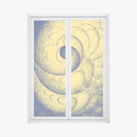 Pegatina para ventana espiral fractal hipnótica en tonos amarillo y azul – Pixers®