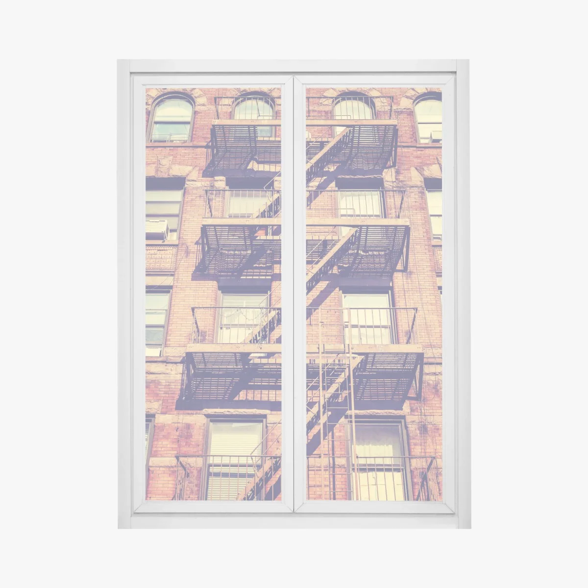 Pegatina para ventana fachada vintage con escaleras de incendios en Nueva York – Pixers® Pegatina para ventana fachada vintage con escaleras de incendios en Nueva York – Pixers®