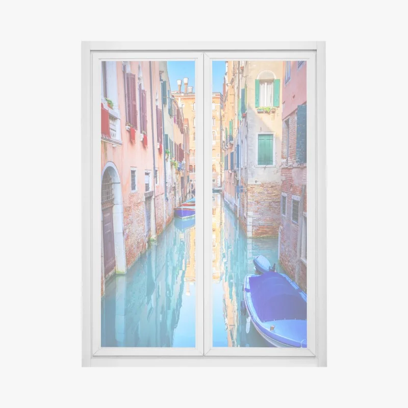 Pegatina para ventana canal de Venecia con reflejos coloridos