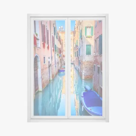 Pegatina para ventana canal de Venecia con reflejos coloridos – Pixers®