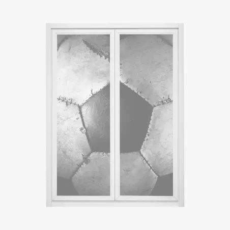 Pegatina para ventana balón de fútbol desgastado en blanco y negro – Pixers®