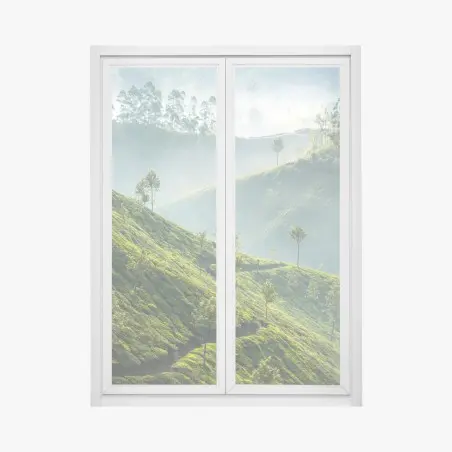 Pegatina para ventana amanecer en las plantaciones de té de Munnar – Pixers®