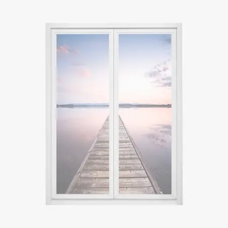 Pegatina para ventana muelle hacia el horizonte al atardecer – Pixers®