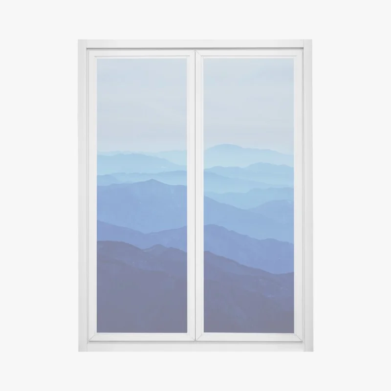 Pegatina para ventana cordillera en capas azules