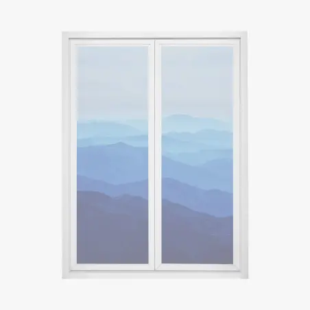 Pegatina para ventana cordillera en capas azules – Pixers®