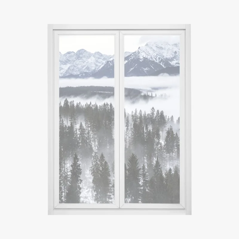 Pegatina para ventana silencio invernal en las montañas Tatra