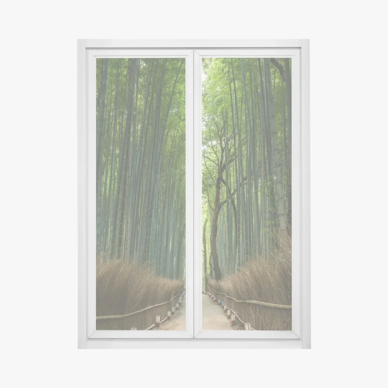Pegatina para ventana sendero en bosque de bambú