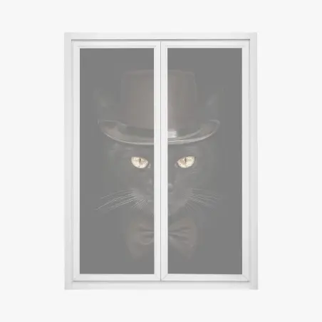 Pegatina para ventana gato elegante con sombrero de copa y pajarita – Pixers®